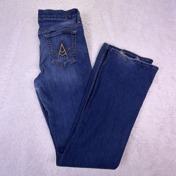 7 For All Mankind Jeans Womens 30x34 Flare Bootcut 'A'‎ Pocket Dark Distressed - Picture 8 of 8